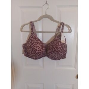 Lane Bryant Cacique Womens Boost Plunge Bra Size 44DDD Underwire Leopard Read